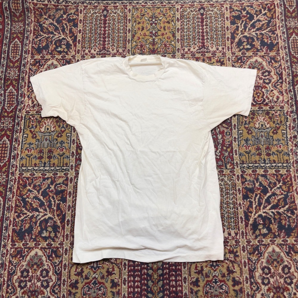 VTG 70s 80s Fruit of the Loom White T-Shirt Single Stitch Blank Cotton XL USA